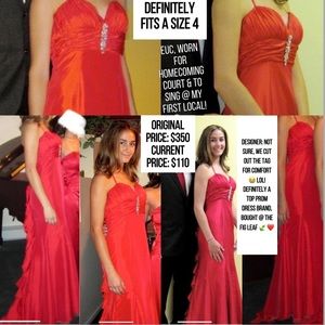 Red Mermaid Designer Rhinestone Pageant Prom Gown